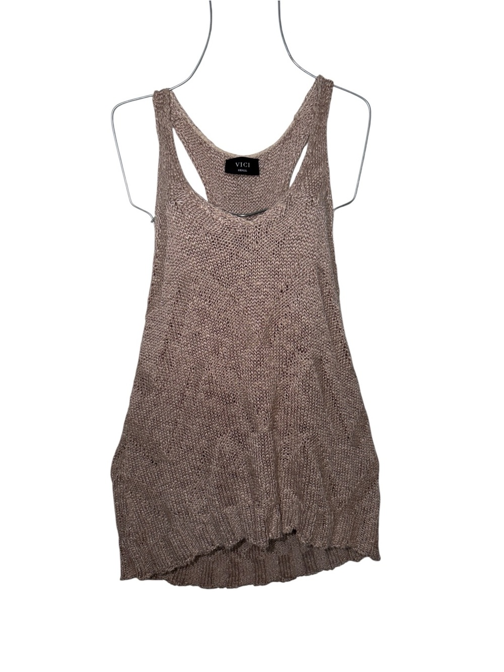 Vici Taupe Knit Racerback Tank — Neutral Brown Knit